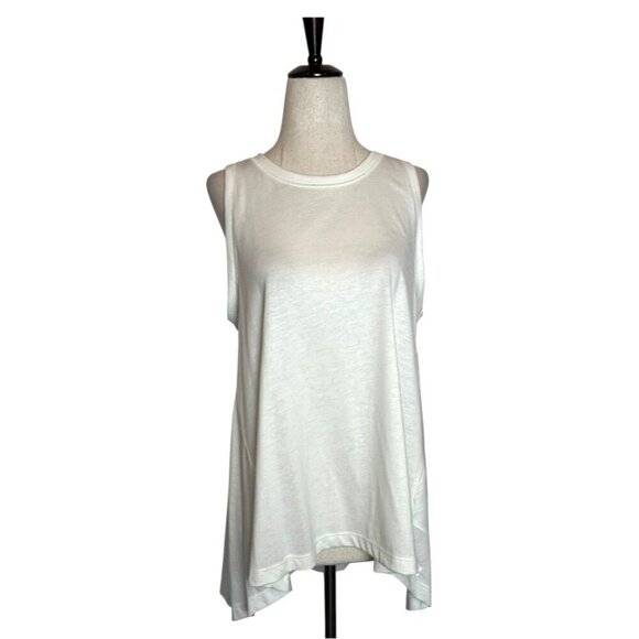 Sweaty Betty Tank Top Women Small White Crew Neck Cotton Tencel Easy Peazy Top - Picture 2 of 9